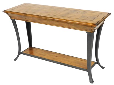Lot 496 - A 20thC light oak side table, raised on grey...