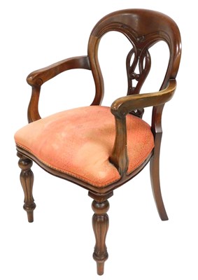 Lot 516 - A Victorian mahogany balloon back carver chair,...