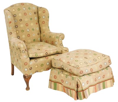 Lot 526 - An early 19thC mahogany wing back armchair,...