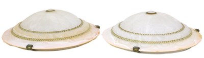 Lot 534 - A pair of Dar lighting marbled glass...