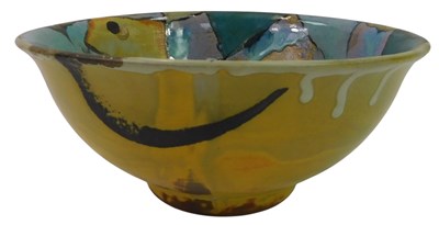 Lot 113 - A Dartington pottery bowl, with a coloured...