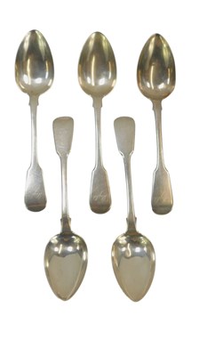 Lot 301 - A set of five George IV silver Fiddle pattern...