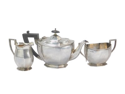 Lot 307 - A George V silver three-piece tea set, of...