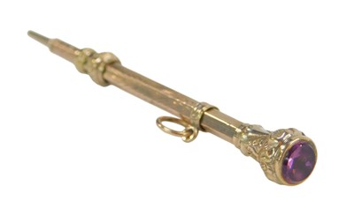 Lot 100 - A Victorian gilt metal propelling pencil,...