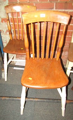 Lot 1016 - A pair of kitchen chairs, with elm seats,...