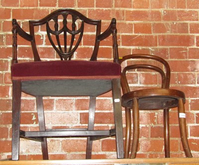 Lot 1033 - A small child's bentwood chair, with solid...