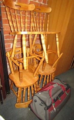 Lot 1034 - Six hardwood light coloured kitchen chairs or...