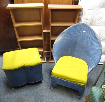 Lot 1082 - Two small three-shelf bookcases, a blue Lloyd...