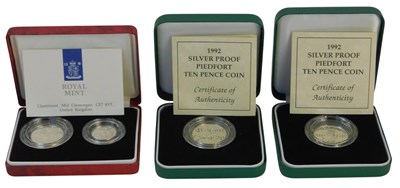 Lot 249 - A Royal Mint 1990 silver proof five pence two...