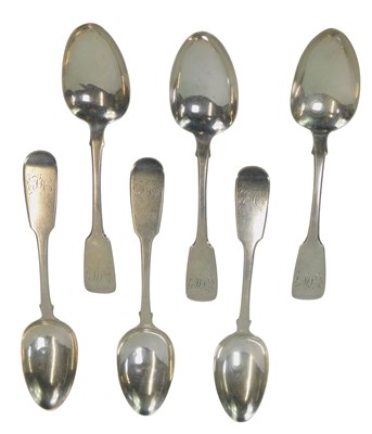 Lot 274 - A set of six Victorian Fiddle pattern...