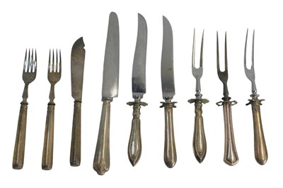 Lot 282 - A group of silver and white metal handled...