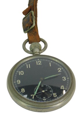 Lot 268 - A military steel cased pocket watch, the black...