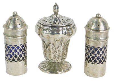 Lot 287 - A George IV pounce pot, the pierced lid with a...
