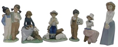Lot 178 - Six Nao porcelain figures, comprising a boy...
