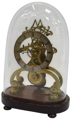 Lot 191 - An early 20thC brass skeleton clock, with a...