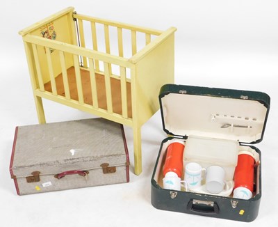 Lot 1214 - A mid Century child's yellow painted cot,...