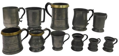 Lot 195 - A group of early 19thC and later pewter, to...