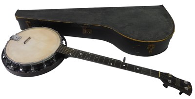Lot 382 - A Melody JQ banjo, 87cm long, cased.