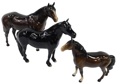 Lot 354 - Three Beswick horses, comprising brown...