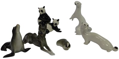Lot 372 - A group of Lomonosov USSR pottery animals, to...