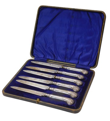 Lot 415 - A set of six Edward VII pistol handled fruit...