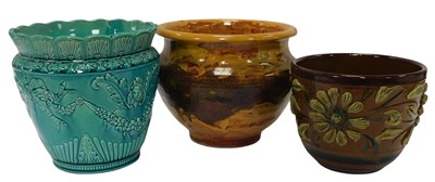 Lot 464 - Three pottery jardinieres, comprising a...