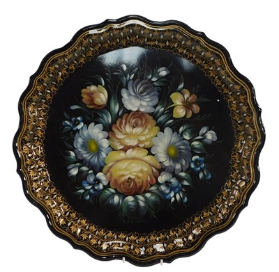 Lot 466 - A 20thC Continental painted tin tray, of pie...