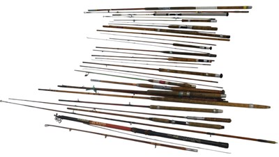 Lot 489 - Various fishing rods, including float rods,...
