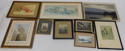 Lot 2059 - Pictures and prints, including landscapes. (9)