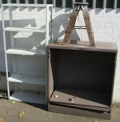 Lot 1161 - A Ledbank metal storage unit, a small set of A-...