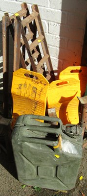 Lot 1168 - Two car ramps, axle stands, and a five-gallon...