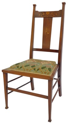 Lot 554 - An Art Nouveau mahogany and inlaid chair, the...