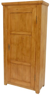 Lot 557 - A Victorian pine wardrobe, the top with a...
