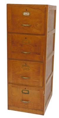 Lot 566 - A 20thC oak four drawer filing cabinet, on a...