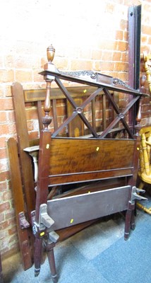Lot 1084 - A flame mahogany veneered single bed frame,...