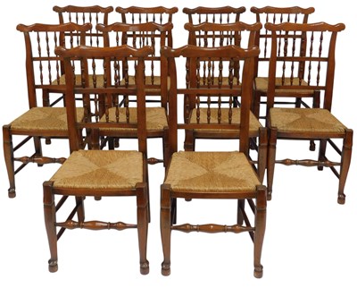 Lot 562 - A set of ten 20thC Lancashire style elm dining...