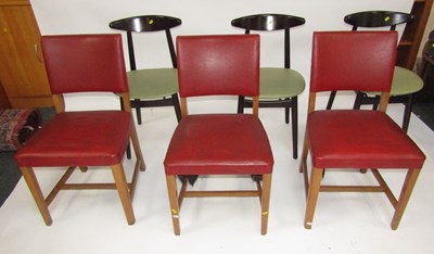 Lot 1128 - Two sets of three dining chairs, three...