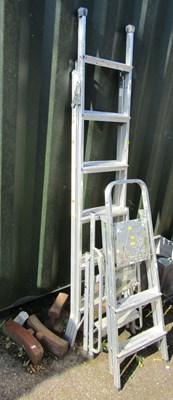 Lot 1145 - A set of aluminium step ladders, and two A...