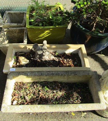 Lot 1147 - Two square garden ornamental planters, and two...