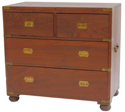 Lot 591 - An early 20thC oak campaign style chest, of...