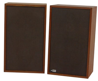 Lot 602 - A pair of 1970s DVV teak cased speakers, 63cm...
