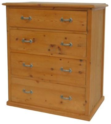Lot 619 - A 20thC pine chest of four drawers, on a...