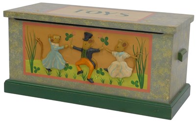 Lot 625 - A 20thC painted toy chest, the hinged lid sign...