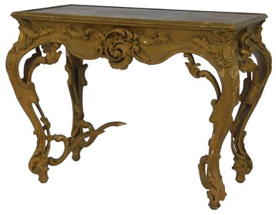 Lot 632 - A 19thC Louis XV style parcel gilt console...