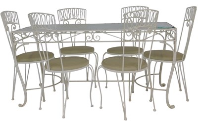 Lot 625 - An early 20thC white painted wrought metal...