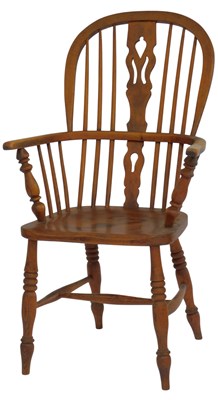 Lot 579 - A 19thC ash and elm Windsor chair, with loop...