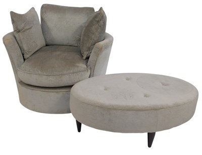 Lot 582 - A Laura Ashley grey upholstered cuddle chair,...