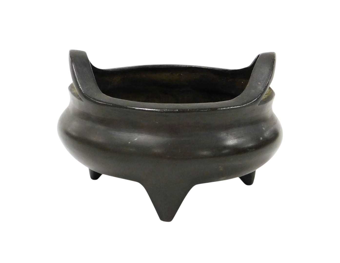 Lot 2 - A Chinese cast bronze tripod censer with loop...