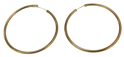 Lot 544 - A pair of hoop earrings, hollow, yellow metal,...