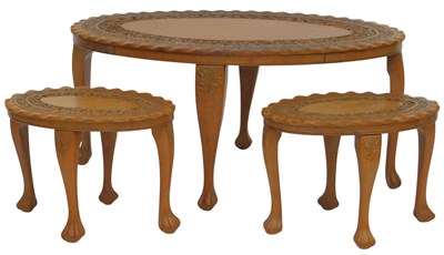 Lot 665 - A group of Indian hardwood tables, each with a...